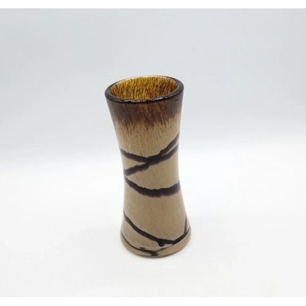 Artisan Hand Blown Cased Art Glass Vase 6.5